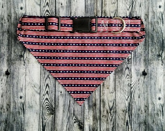 Fourth of July Stars and Stripes- Red, White, and Blue Dog Bandanas