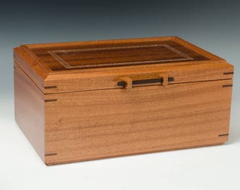 Handcrafted Jewelry Box made of Ribbon Sapele