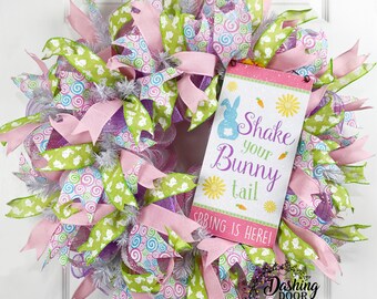 Bunny Wreath, Rabbit Wreath, Easter Wreath, Spring Wreath, Front Door Wreath, Easter Decor, Spring Decor