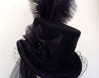 Gothic steampunk black Victorian riding hat