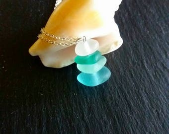 Blue sea glass Necklace, sea glass Jewelry, beach glass jewelry, Blue sea glass, blue sea glass jewelry