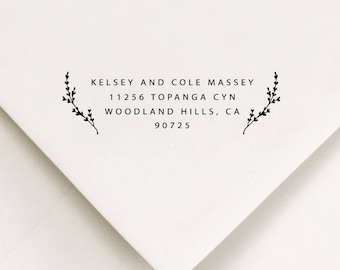 Address Ink Stamp, Self Inker To Stamp Address, Address Modern, For Return Addresses, Self Inking Personalized Stamp, Laurels Stamp (512)