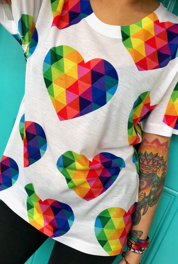 Colorful heart tshirt gift for your romantic love heart shirt valentines day gift for her or him xoxo (size up for looser fit)