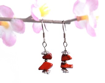 Red jasper earrings, natural gemstone jewelry, handmade earrings, red jasper earring natural gemstone earring red earring silver earring fyc