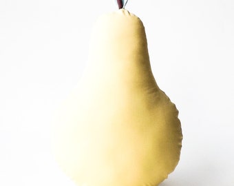 Pear Shaped Pillow, Pear Cushion, Fruit Cushion, Kid's Decor, Baby Room Decor, Gender Neutral, Minimalist Nursery Decor, Mustard Yellow
