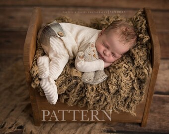 FOOTED ROMPER PATTERN - Newborn Footed Long John Romper Sewing Pattern, Bear/Fin | Newborn Photography Prop Pattern