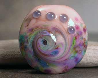 Artisan Glass Lampwork Focal Bead, Lampwork Lentil Spree, Divine Spark Designs, SRA