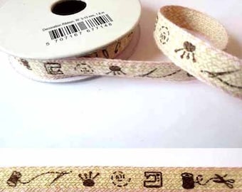 1.8 m x cotton fancy 10mm linen sewing/Pink Ribbon