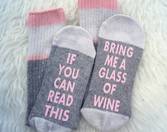 Women's Wine Socks, If You Can Read This Socks, Wine Socks, Funny Christmas Gift Present Wool Wine Socks Bring Me Wine Cute Gift Idea Wine