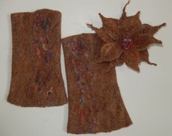 Handmade Felted Wool Wrist Warmers, made in Edinburgh, SCOTLAND