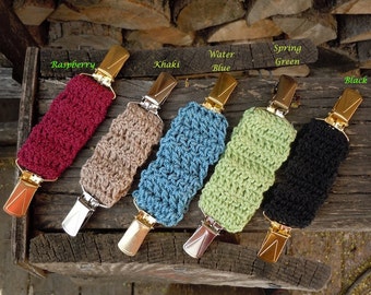 CROCHETED Dressclip, shirt clip, jacket clip, vest clip, waist cinch, Alternative to a Belt