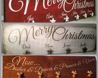 Personalized Distressed Hanging Rustic Reclaimed Barnwood Stocking Hanger, Stocking Holder