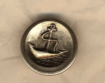 Vintage button, button anchor, silver, marine theme, french vintage button 25 mm button collection