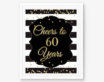 Cheers to 60 years, 60th birthday sign, 60th birthday poster, 60th birthday decor, cheers banner, happy 60th, 60th bday, 60th birthday