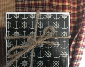 Set of 4 Coasters- Anchors