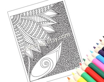 Zentangle Inspired Coloring Page Printable, Zendoodle Flower, Page 42
