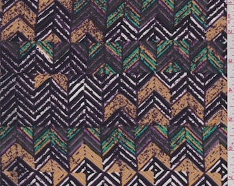 Black/Orange/Purple Diamond Zig Zag Crepe, Fabric By The Yard