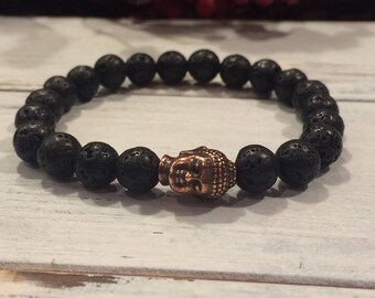 Men's Volcanic Lava Bracelet, Buddha Healing Bracelet, Wrist Mala, Yoga Bracelet, Protection And Strength, Masculine Bracelet, For Him