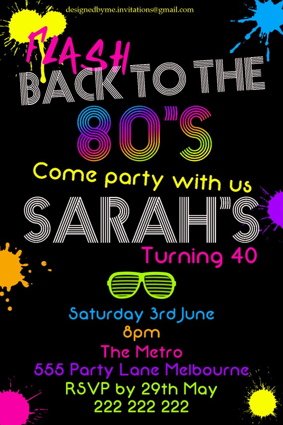 80S Theme Party Invitations 2