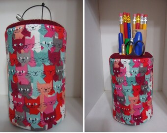 Eyeglass Cases Multi Colors Kitty Cats Fabric Eyeglass Case OR Pencil Holder Great Gift Office Home Desk Counter Den Kitchen Workroom Kitten
