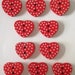 10 Wooden Flatback Buttons Red Hearts 2 Hole Spots 15mm Sewing Craft UK SELLER Baby Knitting Crochet