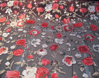 Italian designer Chiffon Velvet Burnout fabric Floral print. Price for One Yard 45" Wide
