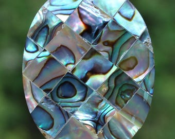 1 PENDANT BEAD OVAL ABALONE SHELL. A37 40X30X5MM.