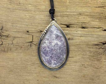 Fossil Sponge Pendant Necklace, Sterling Silver Pendant, Handmade freeform cabochon and pendant