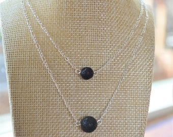 Lava Necklace, Lava Stone Necklace, Essential Oil Necklace, Oil Diffuser Necklace, Diffuser Necklace, Aromatherepy Necklace, Silver Necklace