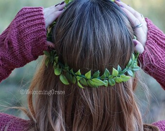 Greenery crown, flower crown wedding, bridesmaid greenery crown, flower headband, bridal flower crown