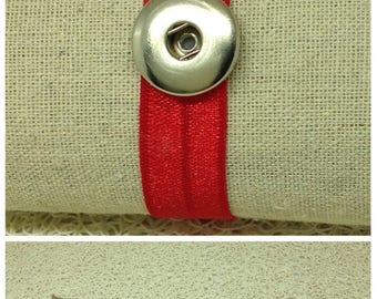 Elastic bracelet woman red for 1 snap chunk interchangeable 18mm
