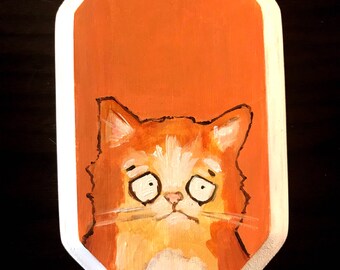 Cat Portrait on Wood #1 Original Painting