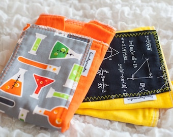 Baby burp cloth set - chemistry set yellow and orange hand dyed burp cloth set laundrymonster