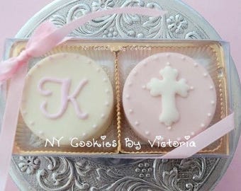 First Communion Gift , Christening Gift , Baptism Gift, Two Pack Chocolate Covered Oreos, Christening Favors, Baptism Cookies, 1st Communion