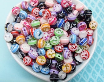 50x 8mm Resin Juicy Glitter Globe beads in Multi colours with sparkles