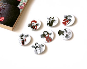 Set of 7 badges of the bad girls