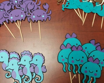 12 Under the sea cupcake toppers/mermaid cupcake toppers