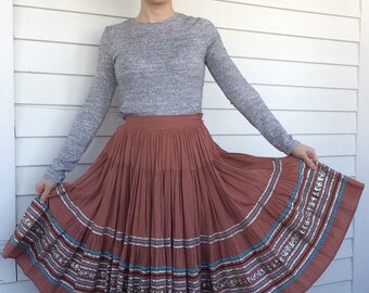 50s Patio Skirt Southwestern Western Vintage 23 Waist XS