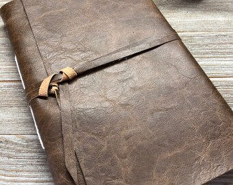 Faux leather photo album, vegan leather, hand made; 3rd anniversary gift photo booth rustic shabby chic wedding scrapbook