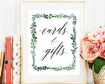 Cards and gifts sign printable Greenery cards wedding sign Greenery wedding decor Cards and gifts table sign Cards and gifts download #vm55