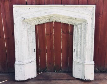 Antique Cast Iron Firplace Surround, Architectural Salvage, Gothic Arch, Church Cathedral - PICK UP ONLY