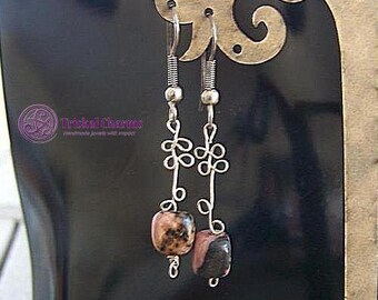 Sterling silver earrings with rhodonite