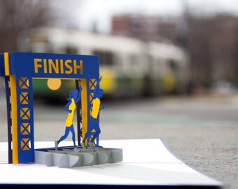 Running Pop Up Card, Marathon Pop Up Card, Runners Pop Up Card, Running Marathon Card, Boston Marathon, Running Shoes, Finish Line