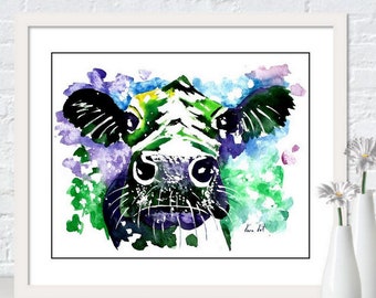 COW Original Watercolor Painting Original Art Print Watercolor Art