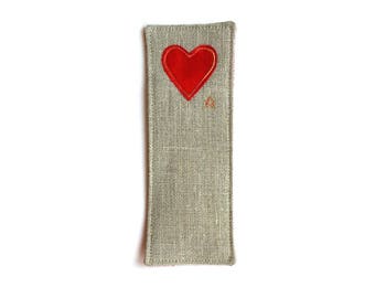 linen hearts anniversary 12th bookmark embroidered 4th present him unique heart natural gift