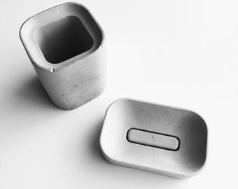 Concrete Bathroom Set | Concrete Soap Dish | Concrete Toothbrush Holder | Cement Dish | Bathroom Soap Dish | Modern Accessories