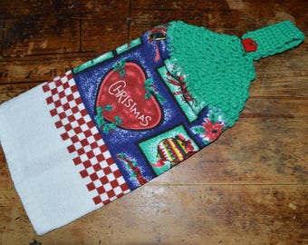 Hanging Kitchen Towel Crochet Christmas