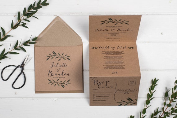 Rustic Wedding Invitation - Woodland Brown Kraft