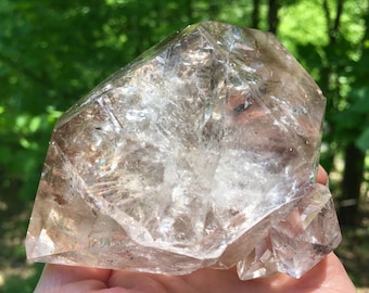 Large NY Herkimer Diamond Quartz Crystal w/ Record Keeper- Natural Double Terminated Light Smokey Celestial/Skeletal Cluster