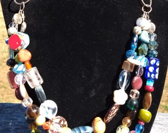 Multi stone 3 stranded necklace